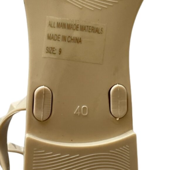 Womens Jelly Sandals Size 9 Adjustable Straps Flat Studded Gladiator Style Nude - Picture 8 of 8